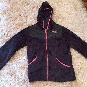 Kids Dark Gray and Pink North Face Jacket